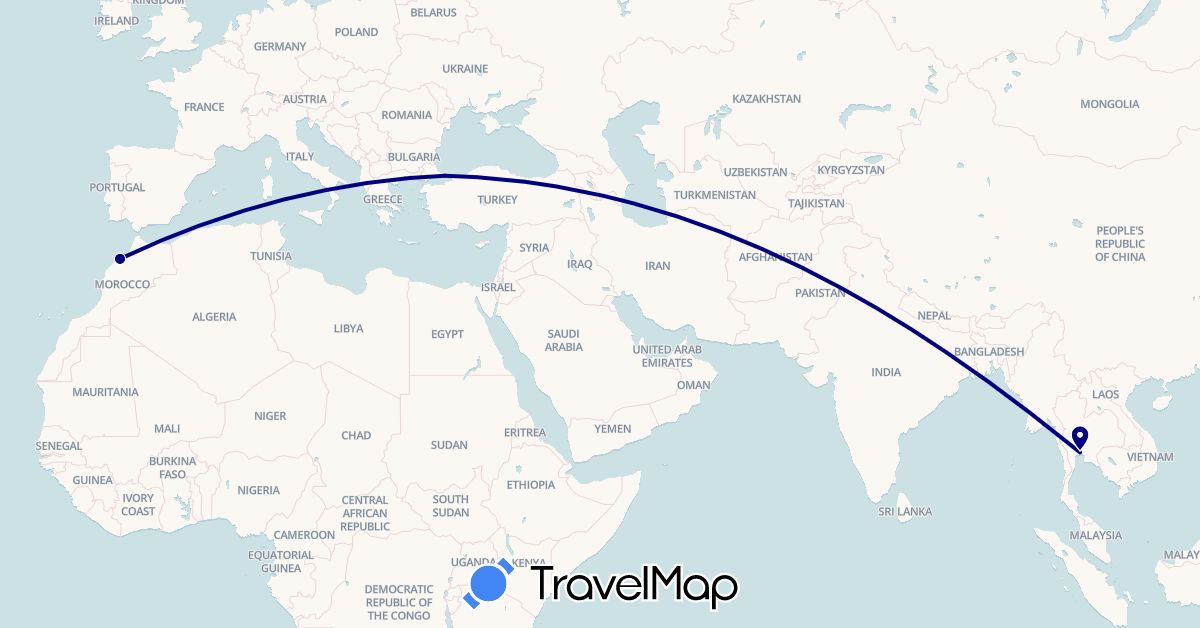 TravelMap itinerary: driving in Morocco, Thailand, Turkey (Africa, Asia)